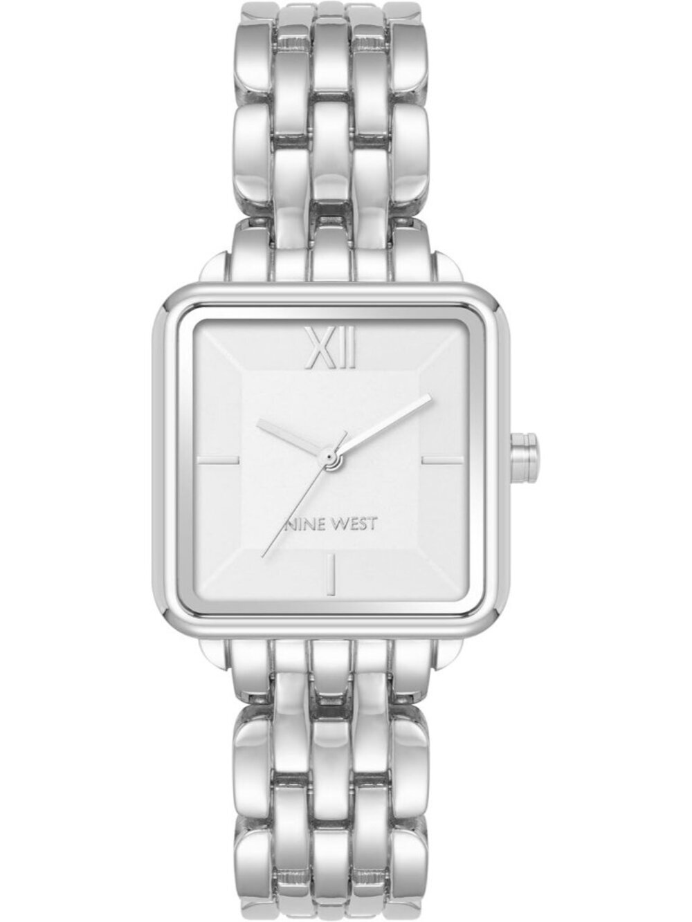 Nine West Women's Silver Analog Japanese Quartz Modern Square Bracelet Watch